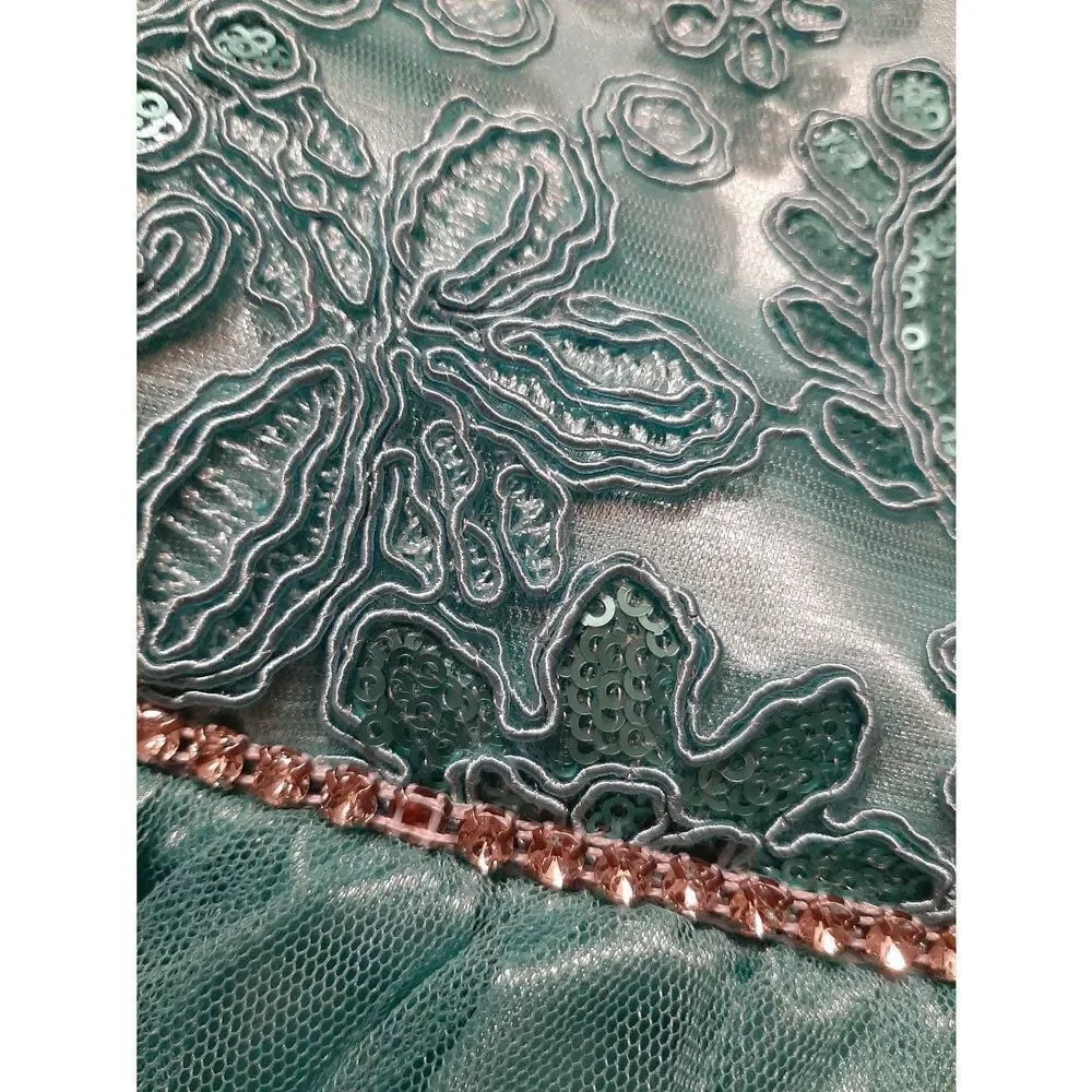 6X Rare Editions Blue Embroidered Sequin Rhinestone Formal Holiday Pageant Dress